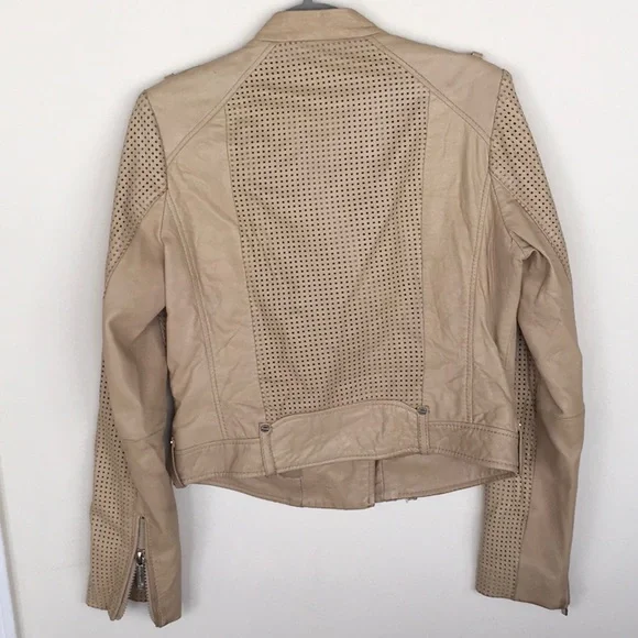 MICHAEL by MK Perforated Tan Leather Jacket - Picture 2 of 5